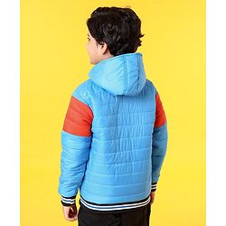 Pine Kids Full Sleeves Color Block Hooded Jacket - Blue