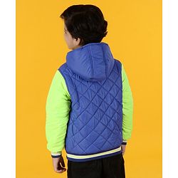 Pine Kids Medium Winter Full Sleeves Hooded Padded Jacket Numeric 20 Patch - Blue Green