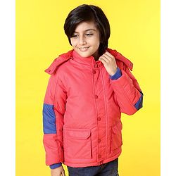 Pine Kids Full Sleeves Jackets with Detachable Hoodie - Red