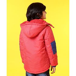Pine Kids Full Sleeves Jackets with Detachable Hoodie - Red