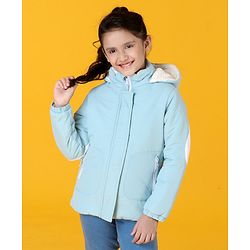 Pine Kids Full Sleeves Medium Winter Padded Jacket with Hoodie - Blue