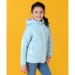 Pine Kids Full Sleeves Medium Winter Padded Jacket with Hoodie - Blue