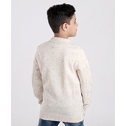 Pine Kids Full Sleeves Cable Knit Sweater - White