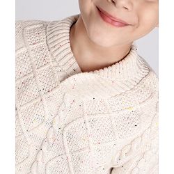 Pine Kids Full Sleeves Cable Knit Sweater - White