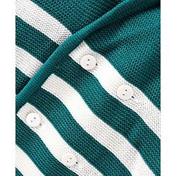 Pine Kids Full Sleeves Front Open Striped Sweater - Green