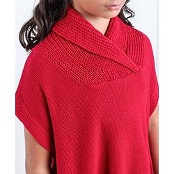 Pine Kids Half Sleeves Shawl Collar Light Winter Sweater - Red