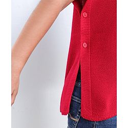 Pine Kids Half Sleeves Shawl Collar Light Winter Sweater - Red
