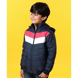 Pine Kids Full Sleeves Padded Hoodie - Navy