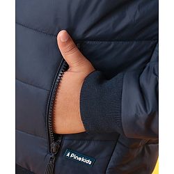 Pine Kids Full Sleeves Padded Hoodie - Navy