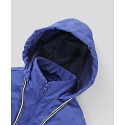 Pine Kids Full Sleeves Hooded Jacket Solid & Tape Applique - Blue