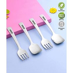 Pine Kids Stainless Steel Spoon & Fork Pack of 4 - Length 15 cm Each
