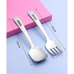Pine Kids Stainless Steel Spoon & Fork Pack of 4 - Length 15 cm Each