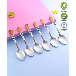 Pine Kids Stainless Steel Spoon Pack of 6 - Length 16 cm Each