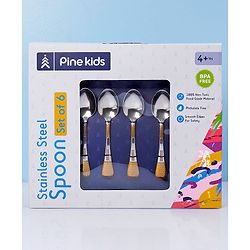 Pine Kids Stainless Steel Spoon Pack of 6 - Length 16 cm Each