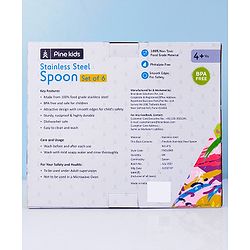 Pine Kids Stainless Steel Spoon Pack of 6 - Length 16 cm Each