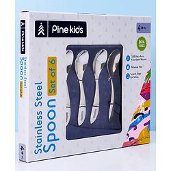 Pine Kids Stainless Steel Spoon Pack of 6 - Length 16 cm Each