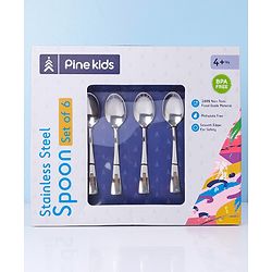 Pine Kids Stainless Steel Spoon Pack of 6 - Length 16 cm Each