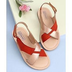 Pine Kids Cross Toe Sandals - Orange & Golden