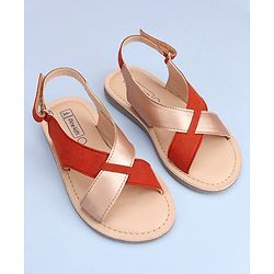 Pine Kids Cross Toe Sandals - Orange & Golden