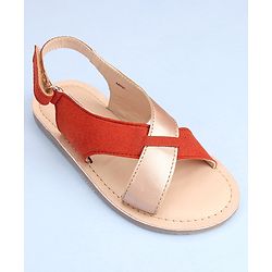 Pine Kids Cross Toe Sandals - Orange & Golden