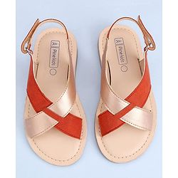 Pine Kids Cross Toe Sandals - Orange & Golden
