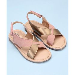 Pine Kids Cross Toe Sandals - Peach & Golden