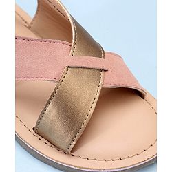 Pine Kids Cross Toe Sandals - Peach & Golden