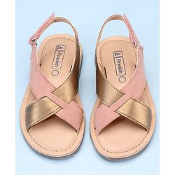 Pine Kids Cross Toe Sandals - Peach & Golden