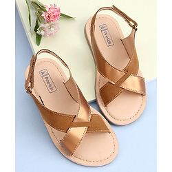 Pine Kids Cross Toe Sandals - Peach & Golden
