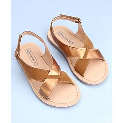 Pine Kids Cross Toe Sandals - Peach & Golden