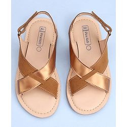 Pine Kids Cross Toe Sandals - Peach & Golden