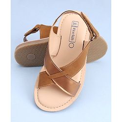 Pine Kids Cross Toe Sandals - Peach & Golden