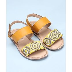 Pine Kids Open Toe Sandals With Rondelle Beads Patch - Red