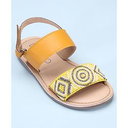 Pine Kids Open Toe Sandals With Rondelle Beads Patch - Red