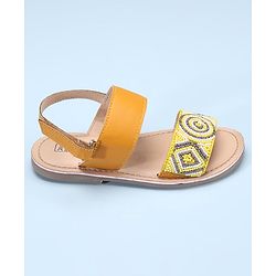 Pine Kids Open Toe Sandals With Rondelle Beads Patch - Red