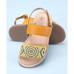Pine Kids Open Toe Sandals With Rondelle Beads Patch - Red