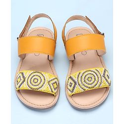Pine Kids Open Toe Sandals With Rondelle Beads Patch - Red