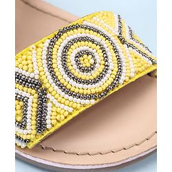 Pine Kids Open Toe Sandals With Rondelle Beads Patch - Red