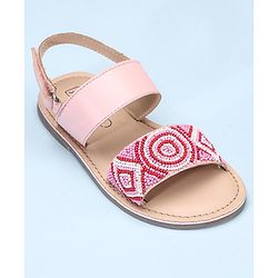 Pine Kids Open Toe Sandals With Rondelle Beads Patch - Pink