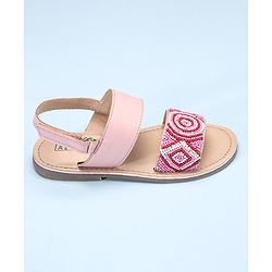 Pine Kids Open Toe Sandals With Rondelle Beads Patch - Pink