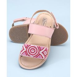 Pine Kids Open Toe Sandals With Rondelle Beads Patch - Pink