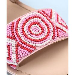 Pine Kids Open Toe Sandals With Rondelle Beads Patch - Pink