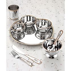 Pine Kids Stainless Steel Round Shape Dinner Set - 14 Pieces