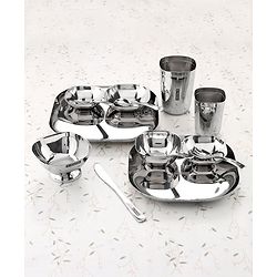 Pine Kids Stainless Steel Round Shape Dinner Set - 14 Pieces