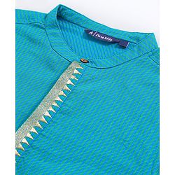 Pine Kids Full Sleeves Kurta With Embroidered Placket - Blue