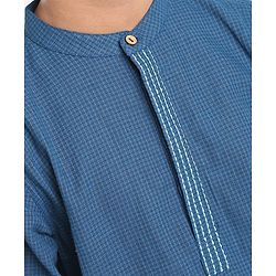 Pine Kids Full Sleeves Kurta With Embroidered Placket - Blue
