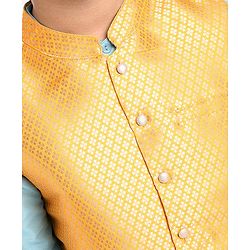 Pine Kids Full Sleeves Kurta Pajama & Waistcoat - Blue Yellow