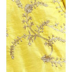 Pine Kids Full Sleeves Solid Kurta With Embroidered Nehru Jacket & Pyjama - Yellow