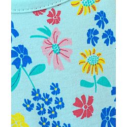 Pine Kids Sleeveless Biowash Frock Floral Print - Sea Green