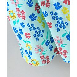 Pine Kids Sleeveless Biowash Frock Floral Print - Sea Green